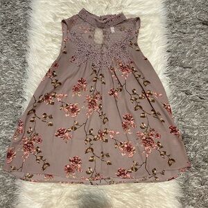 Floral Print Mauve Sleeveless Top